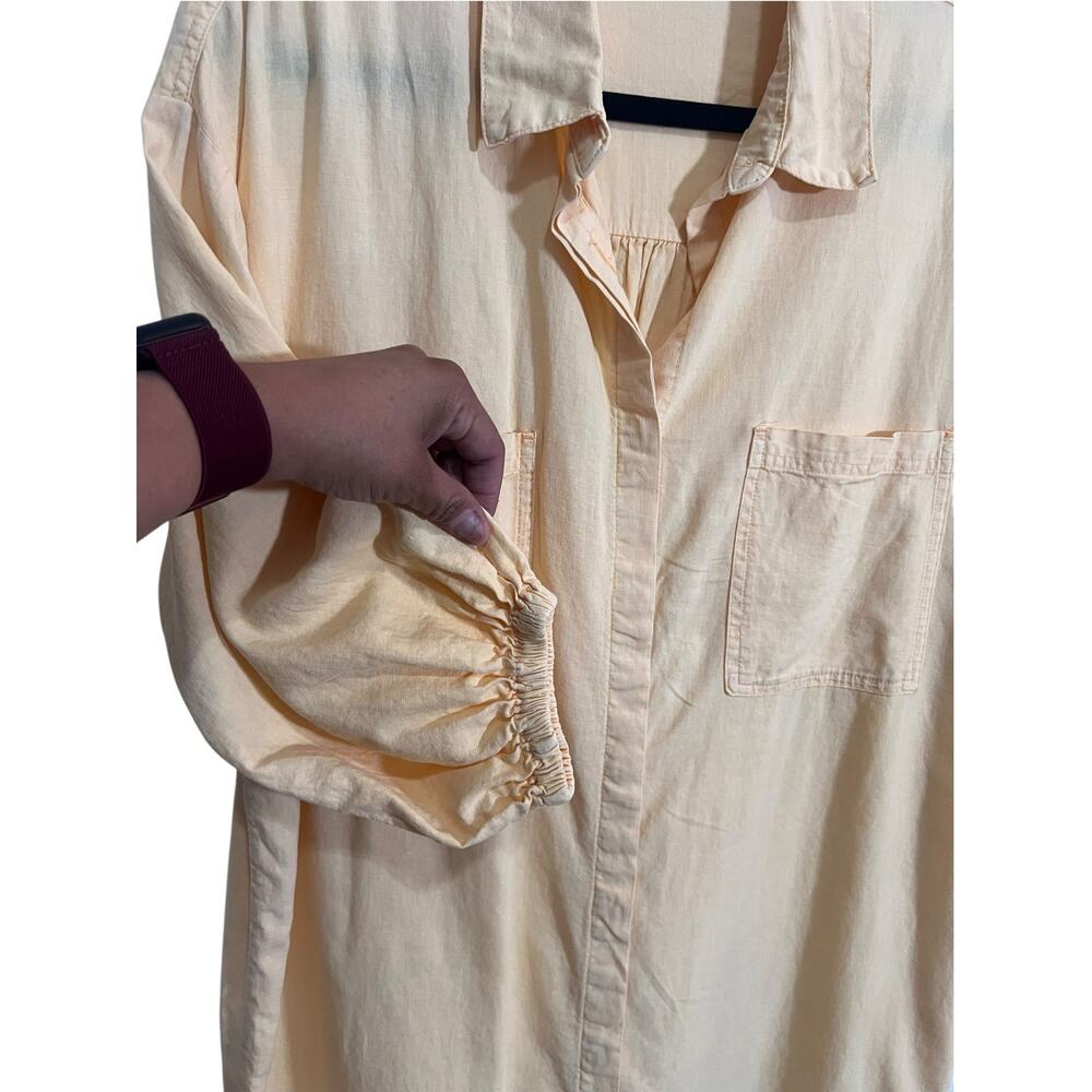 YFB Women's XL Sailboat Peach Oversized ButtonDown Tunic Linen Blend Shirt-Dress - Picture 5 of 7